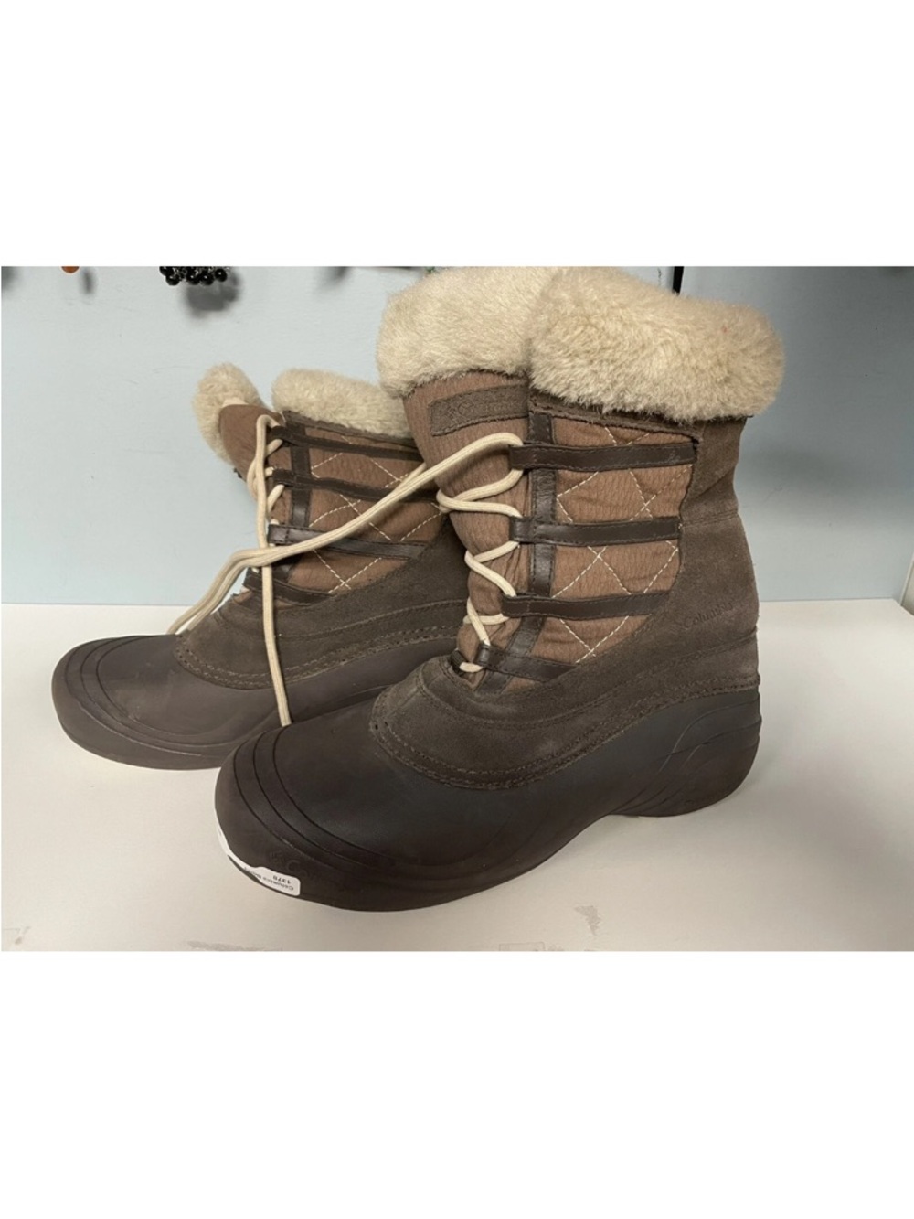 Columbia Brown Sherpa-Lined Winter Boots Womens Sz.9.5